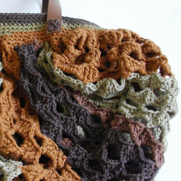 Striped crochet hobo market bag