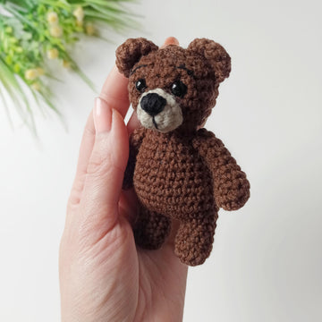 Crochet teddy bear, amigurumi bear keychain