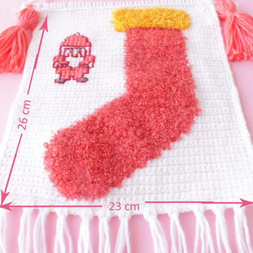 Christmas Fuzzy Sock Crochet Wall Hanging