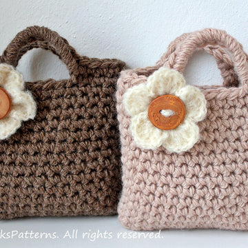 Girls crochet flower bag purse