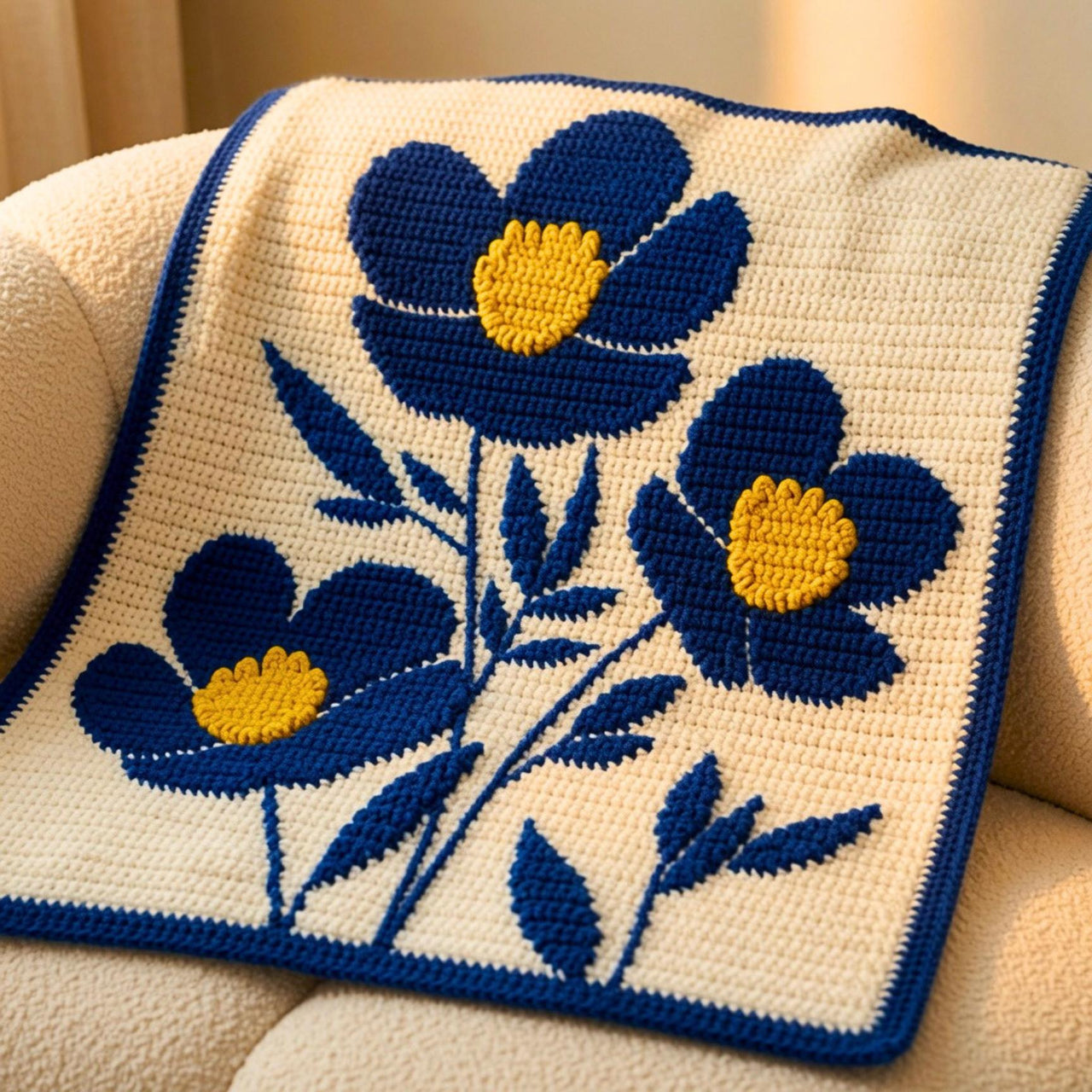 Midnight Bloom Crochet Baby Blanket