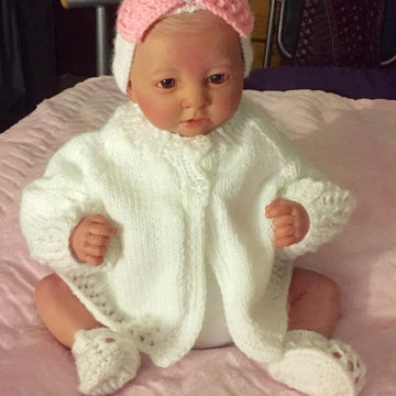 "Lucy" Romper, Cardi, Shoes and Hairband Prem and Newborn
