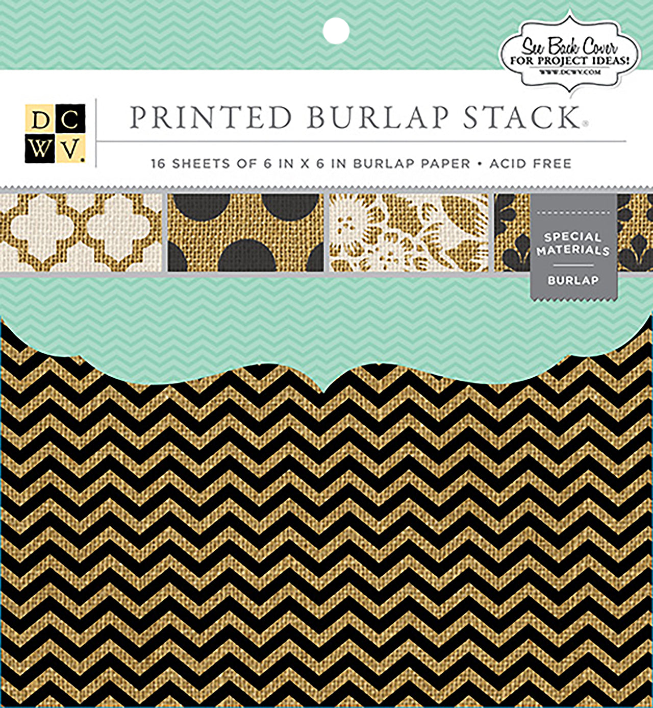 American Crafts DCWV Single-Sided Specialty Stack 6"X6" 16/Pkg - Printed Burlap, 8 Designs/2 Each