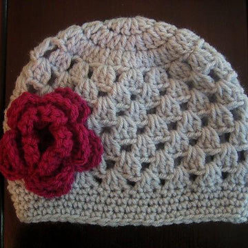 Crochet Cluster Beanie Hat With Flower Pattern 123