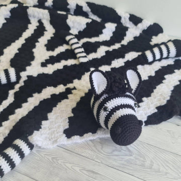 3in1 Safari Zebra Baby Blanket