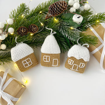 Christmas gingerbread house crochet ornament pattern Amigurumi