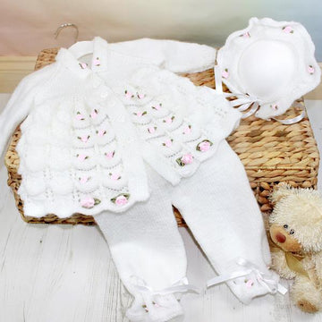 Knitting Pattern baby jacket, hat and leggings UK & USA Terms #45