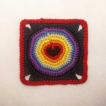 Rainbow Heart Circle Granny Square