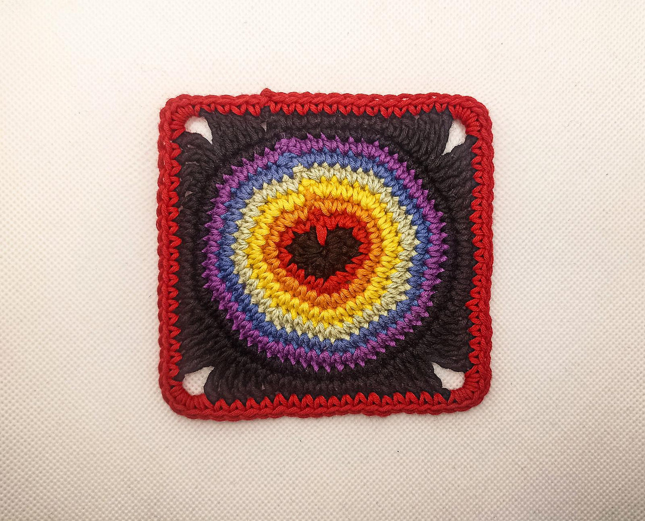 Rainbow Heart Circle Granny Square