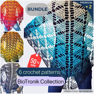 Crochet Pattern Triangle Shawl BioTronik #1 | Geometric Crochet Shawl | Modern Wrap PDF