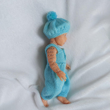 Button-Front Romper and Beret for 9 Inch Dolls