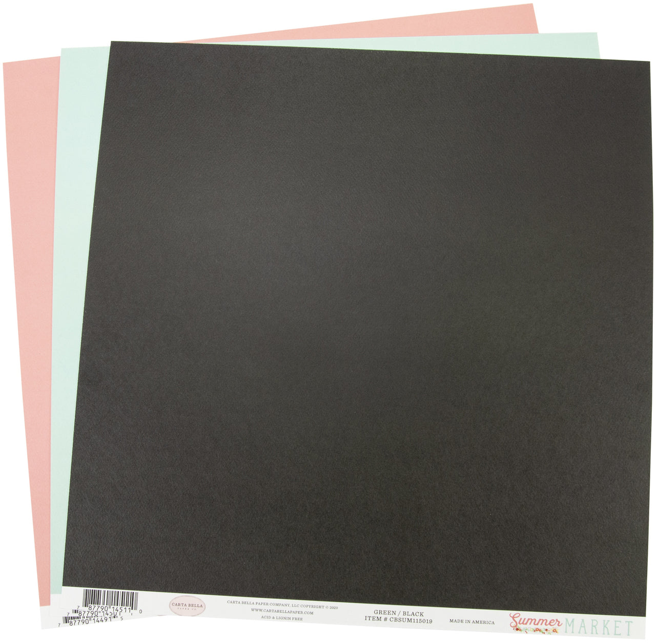 Echo Park Paper Carta Bella Double-Sided Solid Cardstock 12"X12" 6/Pkg - Summer Market, 6 Colors