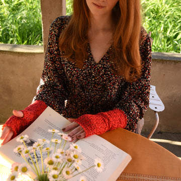 Polina crochet lace fingerless mittens