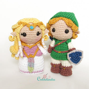 Zelda and Link amigurumi dolls - crochet patterns by Crochelandia