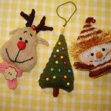 Christmas Decor Toys, Reindeer, Snowman, Christmas Tree knitting pattern