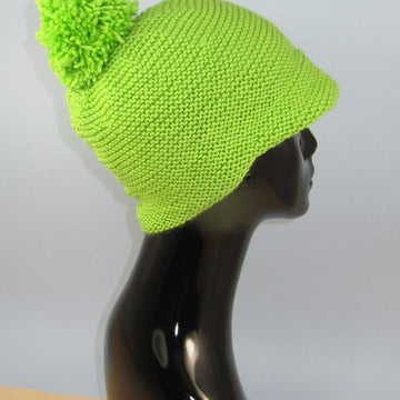 Peak Garter Stitch Bobble Cap