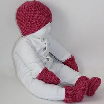 New Baby Booties Beanie and Mittens Set