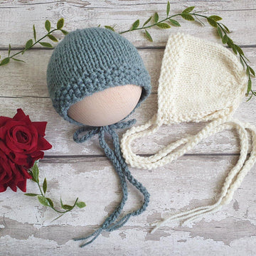 Easy Classic Baby Bonnet in seed stitch
