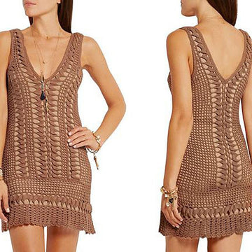 Crochet lacy cabled dress.