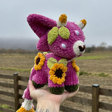 Pink Floral Monster | Crochet Pattern | Pink mysterious creature with flowers and leaves