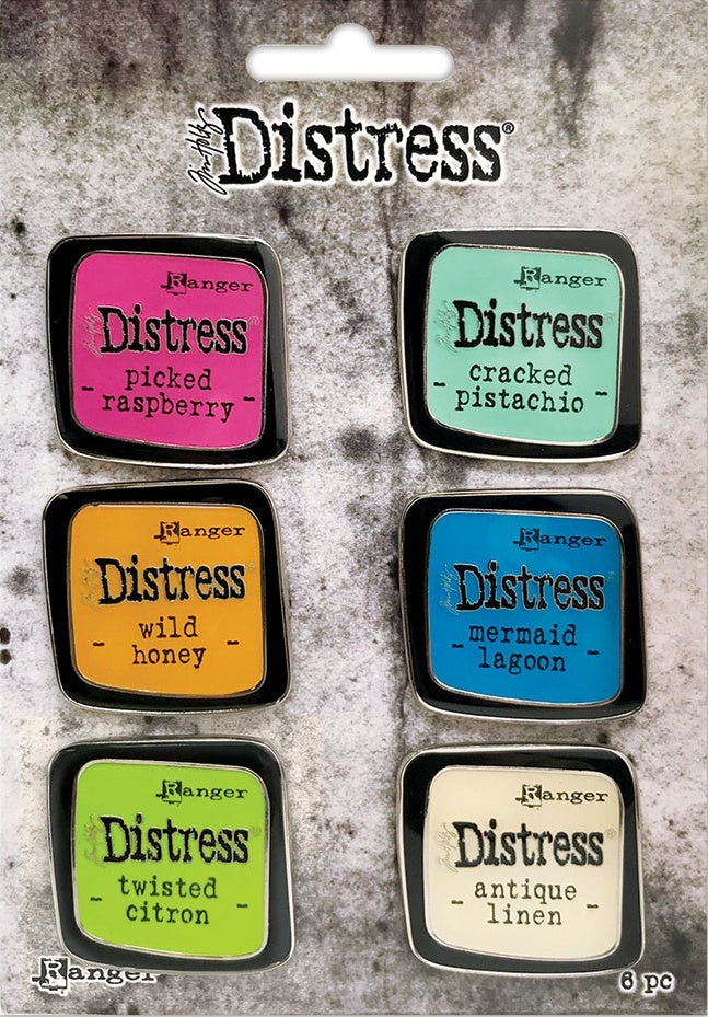 Ranger Tim Holtz Distress Enamel Collector Pin Set 6/Pkg - Set 1
