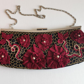 Irish crochet lace bag (clutch)décor