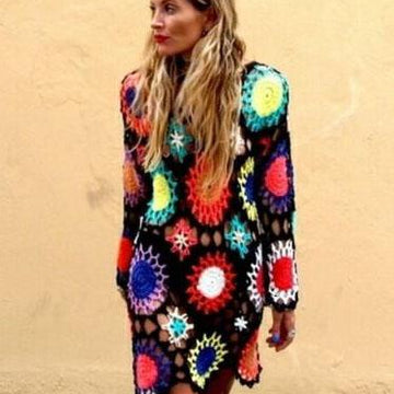 Crochet rainbow festival cover up.