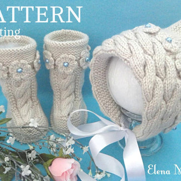 Baby Girl Newborn Infant Baby Bonnet and Baby Shoes Knitting PATTERN