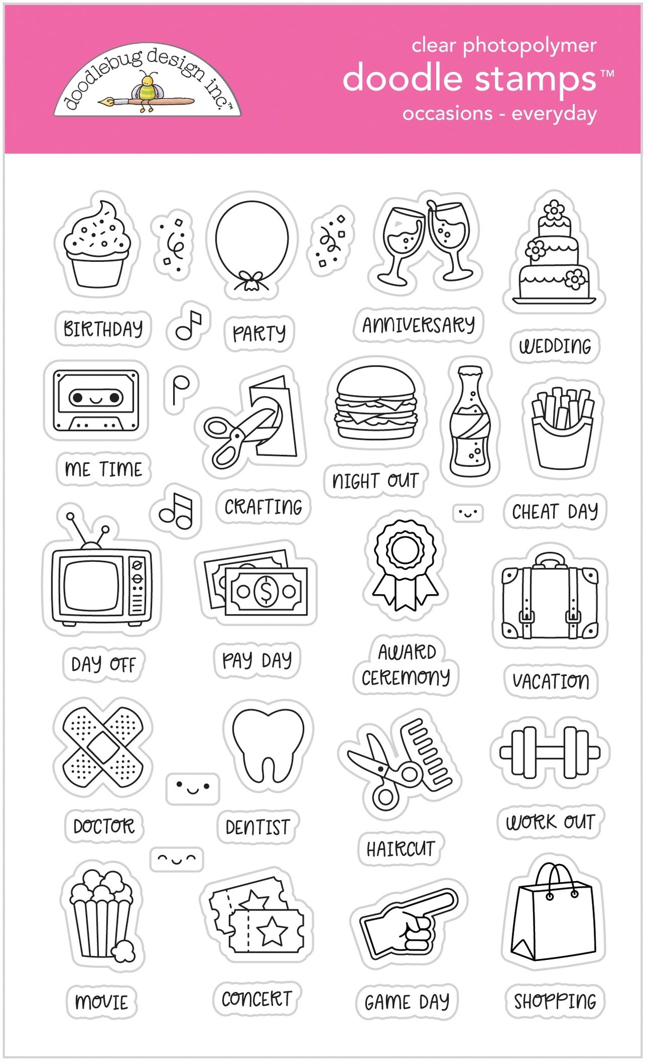 Doodlebug Clear Doodle Stamps - Occasions - Everyday