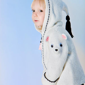Polar Bear Baby Coat Hand Knitted with Crochet details