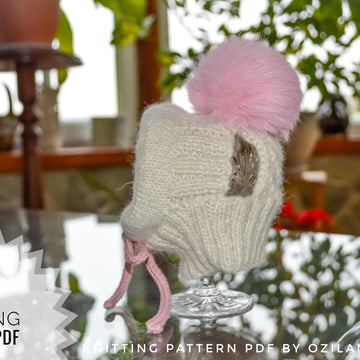 Wool dog hat with pom pom