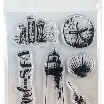 49 And Market Clear Stamps 4"X6" - Sand & Sea Lighthouse