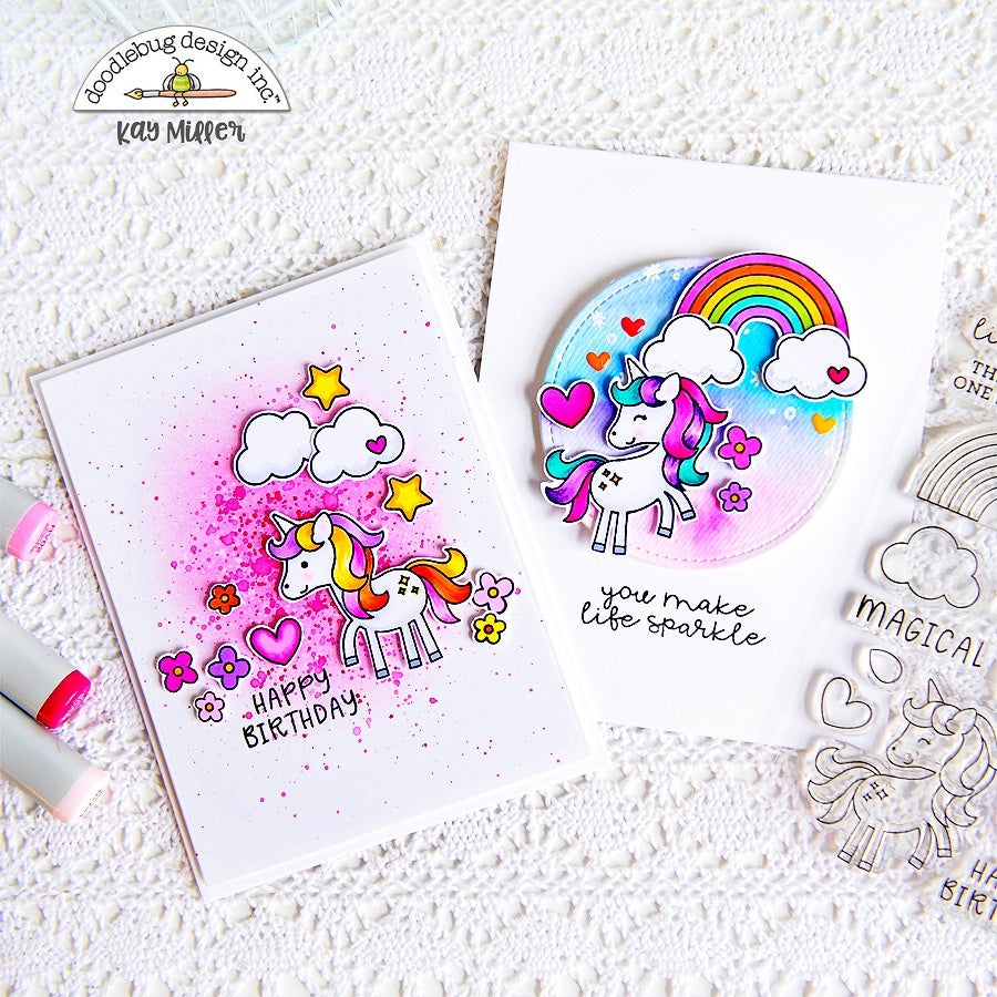 Doodlebug Clear Doodle Stamps - Rainbows & Unicorns