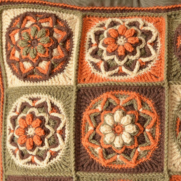 Chocolate Lotus Pillow - Overlay crochet