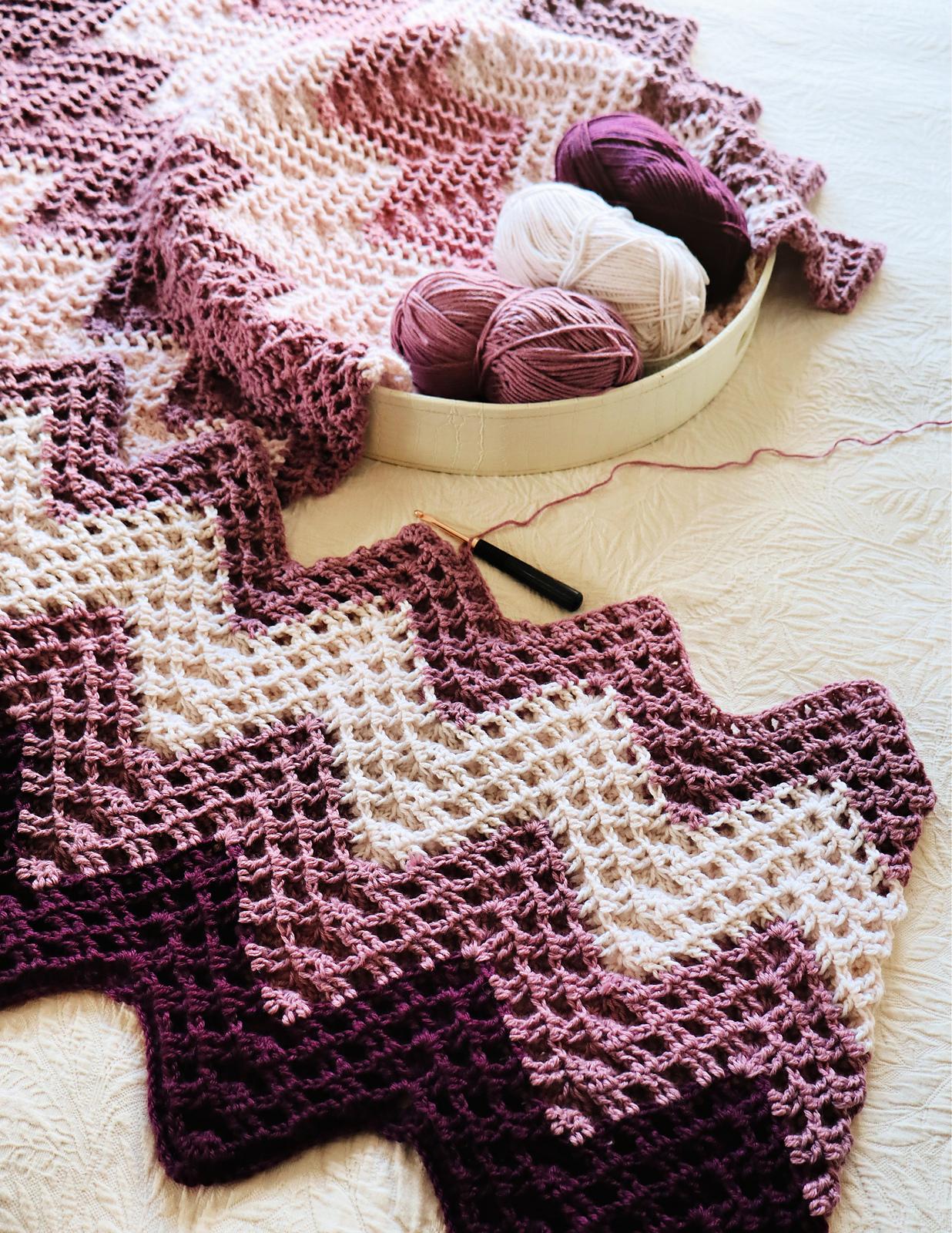 Reversible Waffle Chevron Blankets