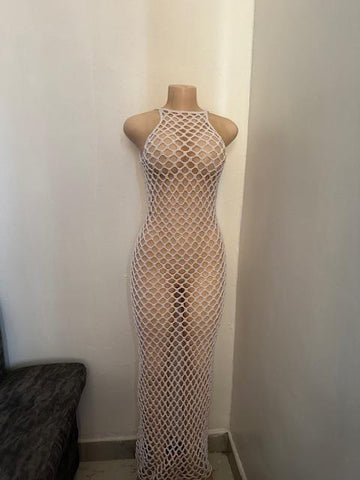 Halter maxi mesh dress
