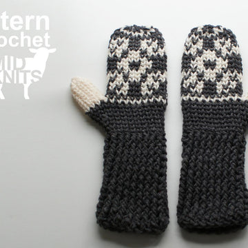 Floral Fair Isle Crochet Mittens (2016002)