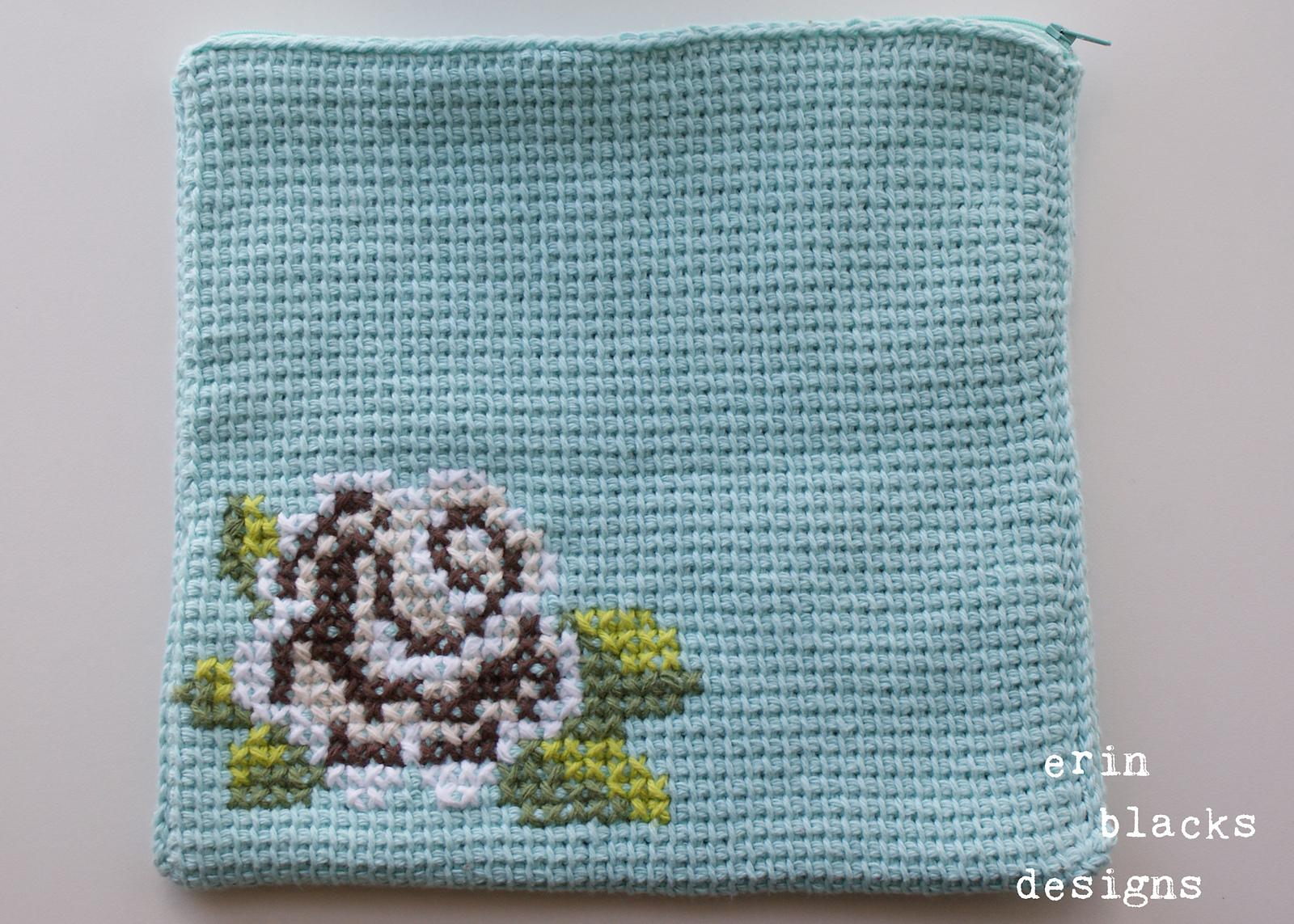Cotton Brown Rose Bloom Clutch (11" x 11") (tunisian009)
