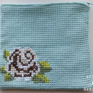 Cotton Brown Rose Bloom Clutch (11" x 11") (tunisian009)