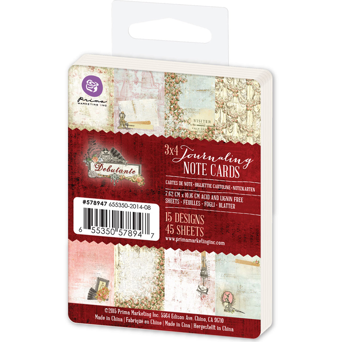Prima Marketing Journaling Notecards Pad 3"X4" - Debutante, 15 Designs/3 Each