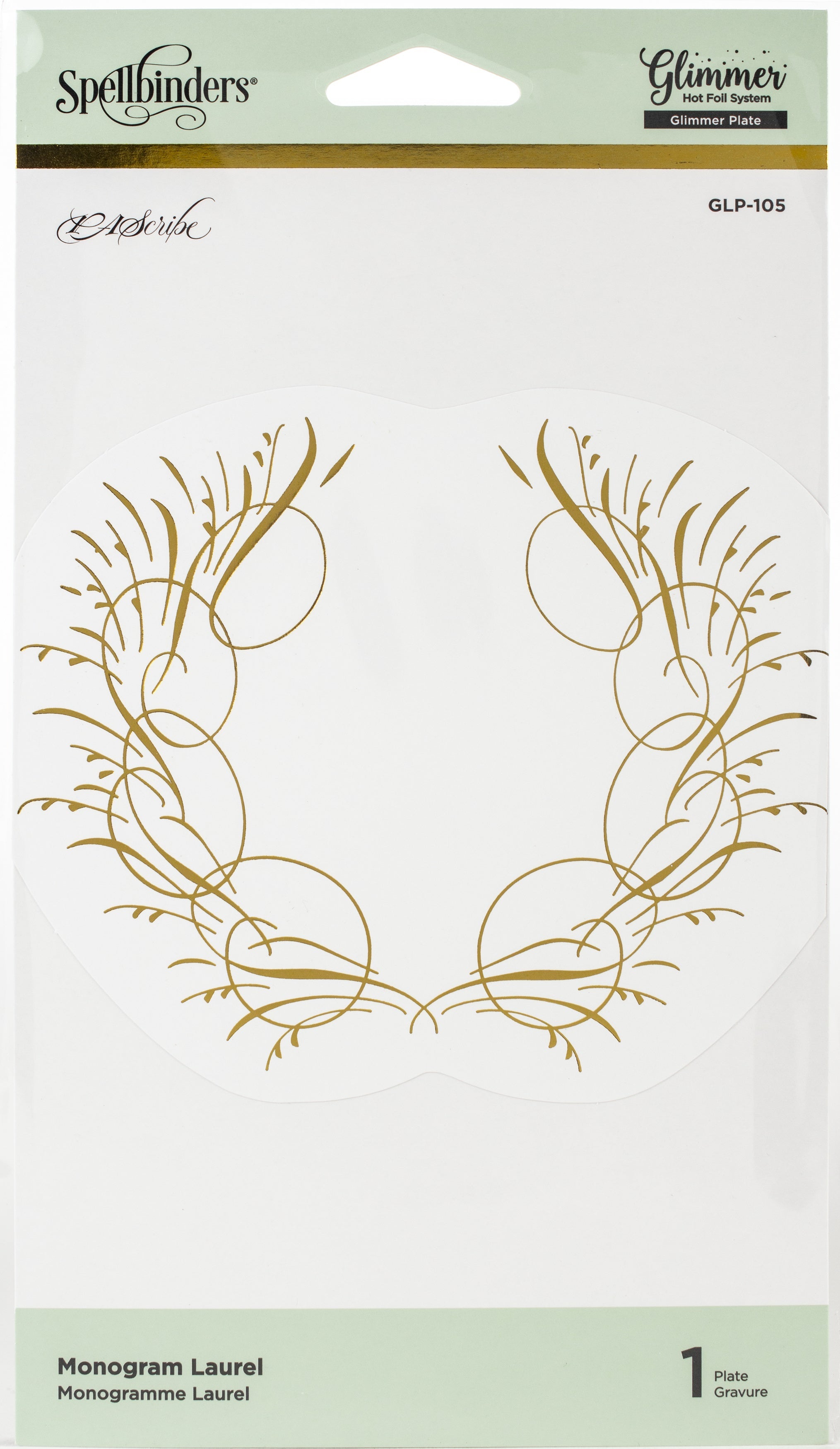 Spellbinders PA Scribe Glimmer Hot Foil Plate - Monogram Laurel