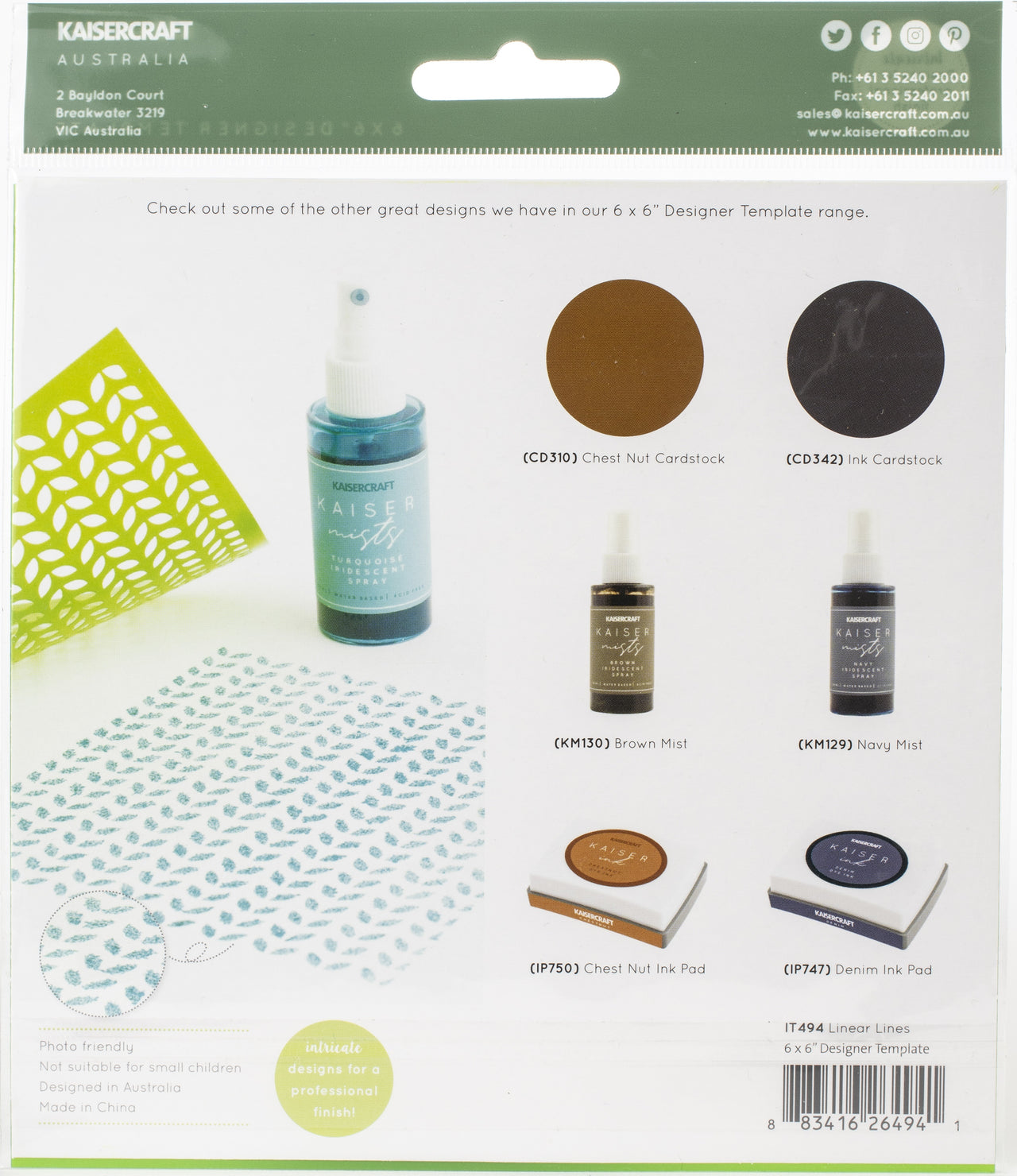 Kaisercraft Designer Template 6"X6" - Linear Lines