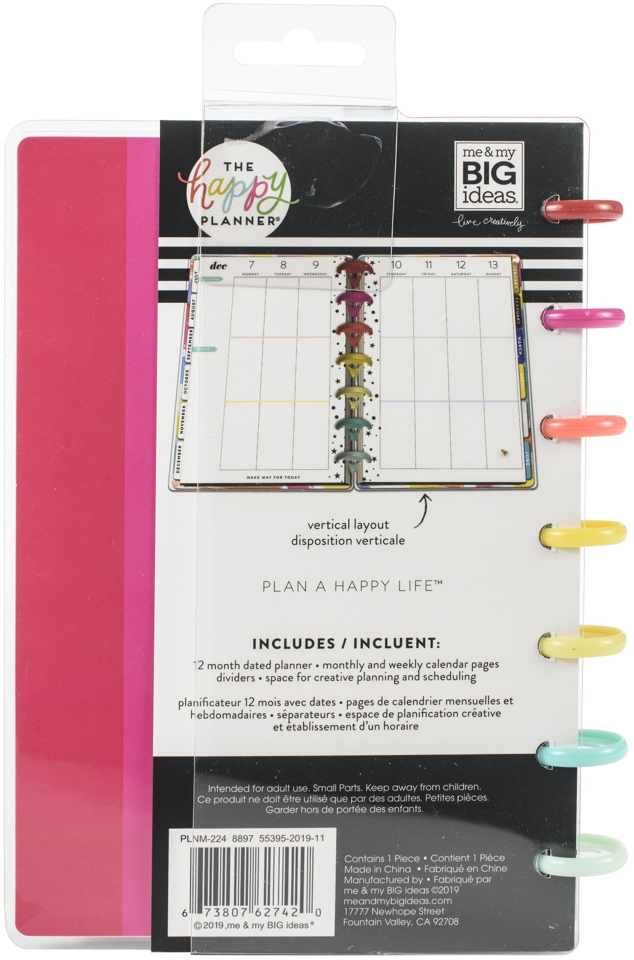 Happy Planner 12-Month Dated Mini Planner - Color Me Happy, July 2020-June 2021