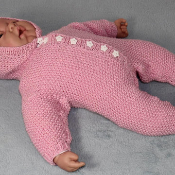 Newborn Baby Moss Stitch Hoodie Onesie