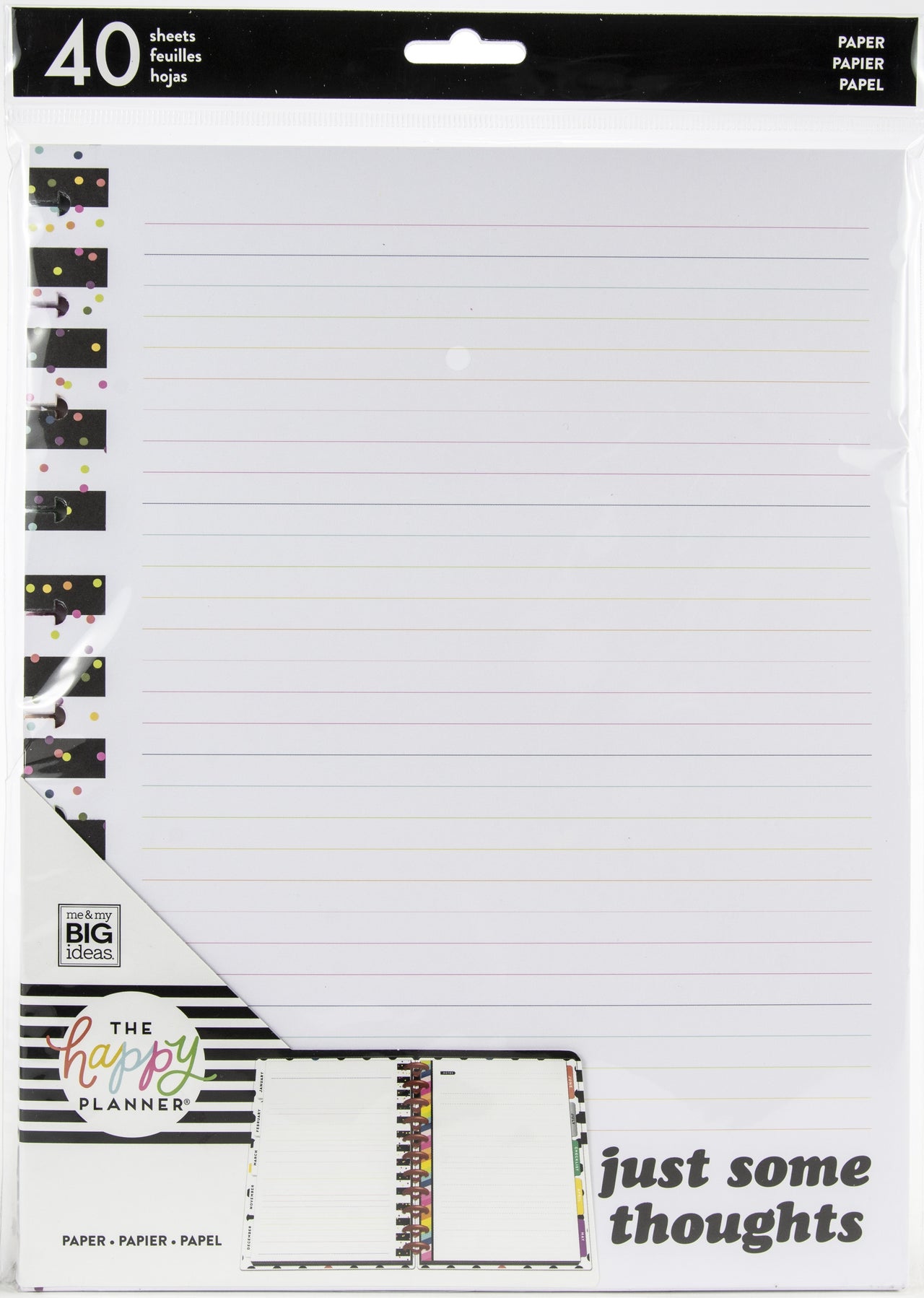 Happy Planner Big Full Sheet Fill Paper 40/Pkg - Notes Multi Stripe, Student