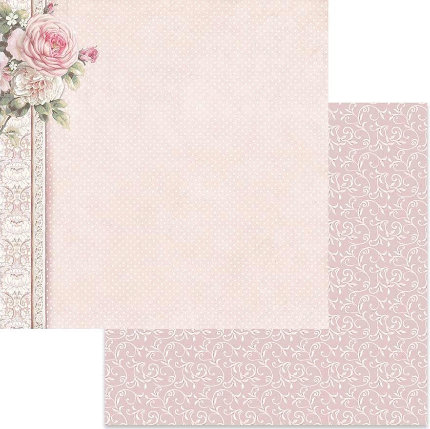 Stamperia Intl Stamperia Double-Sided Cardstock 12"X12" 10/Pkg - Polka Dots W/Pink Border