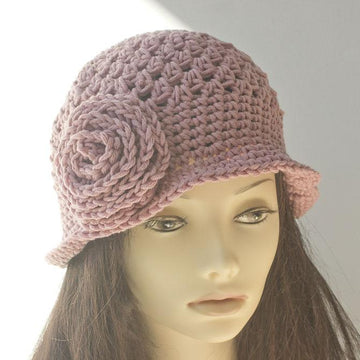 Crocheted Flower Cloche Hat