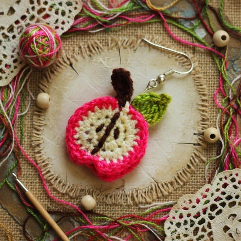Crochet Apple Earrings Pattern – Mini Apple Earrings PDF + Video Tutorial