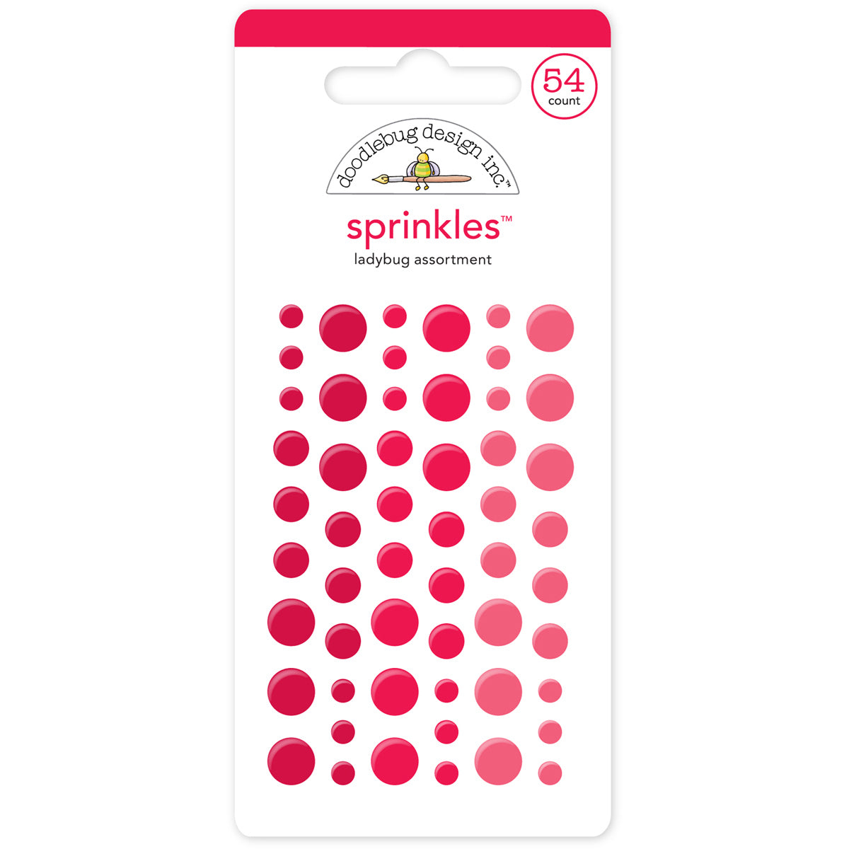 Doodlebug Sprinkles Adhesive Glossy Enamel Dots - Ladybug, 54/Pkg