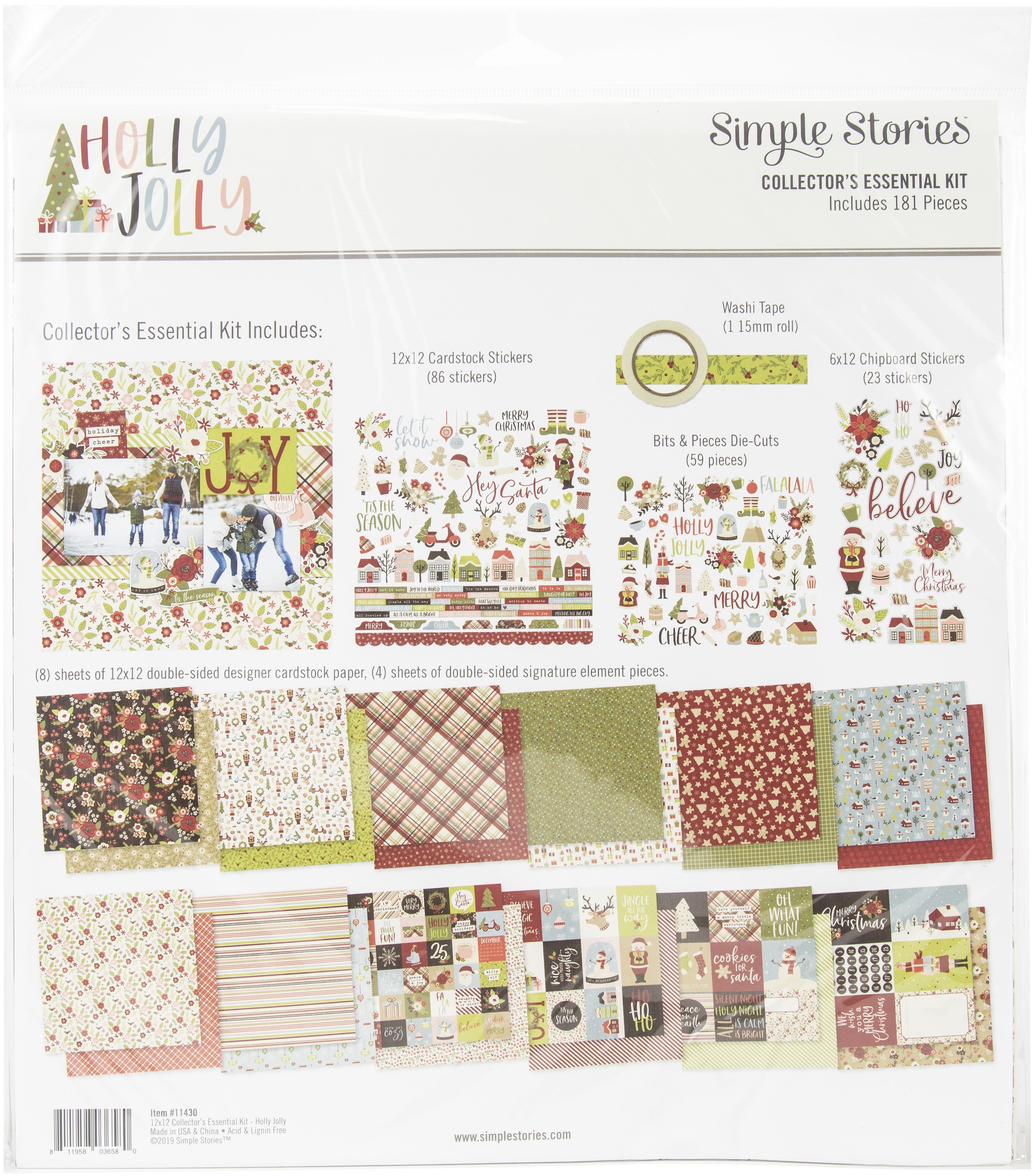 Simple Stories Collector's Essential Kit 12"X12" - Holly Jolly